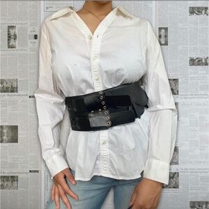 Double Belt Leather Corset